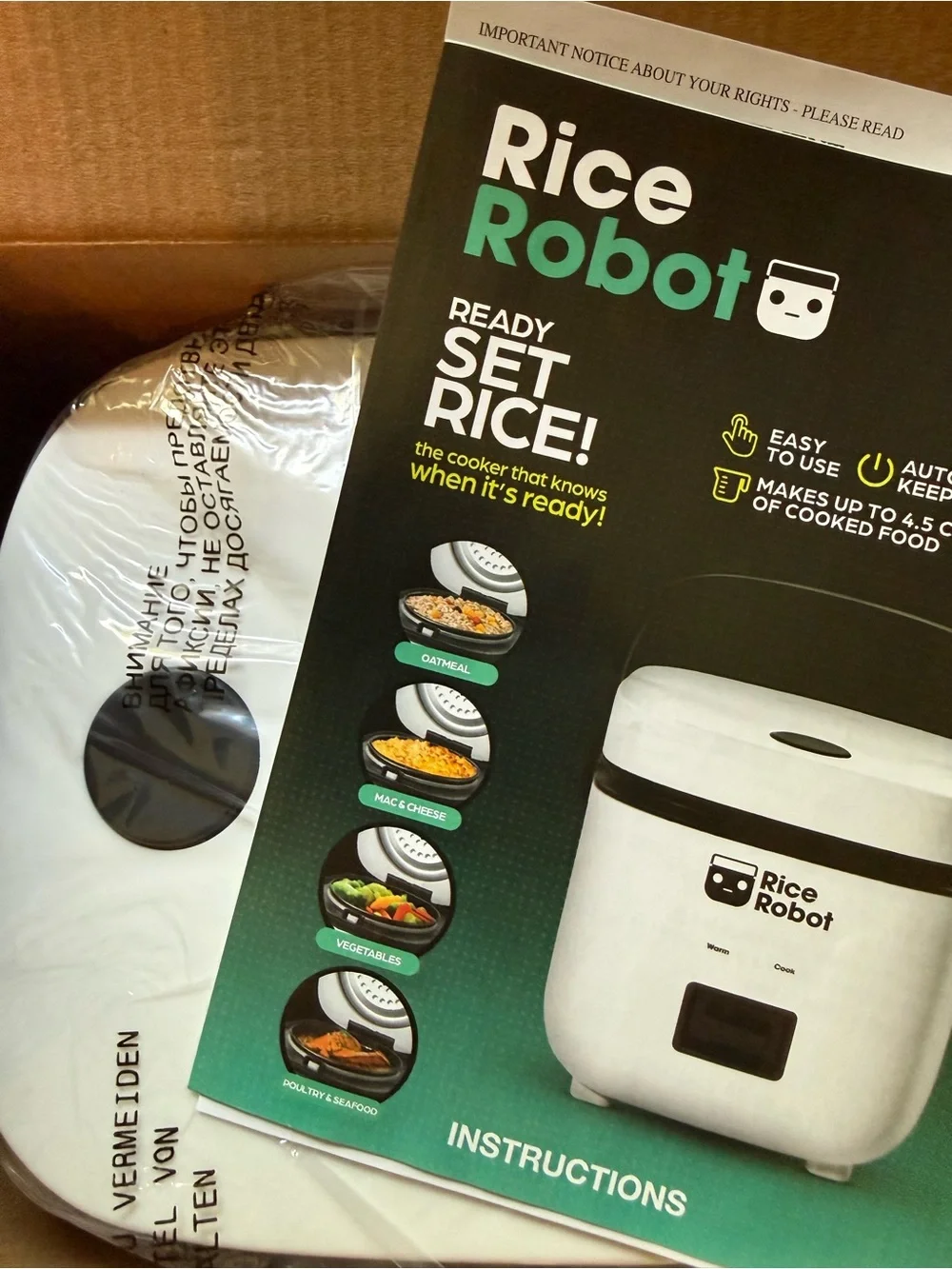 Rice Robot All-In-One Rice Cooker White